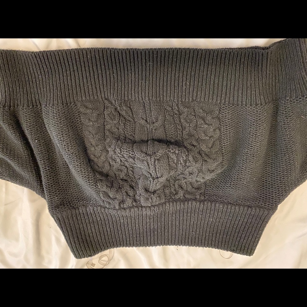 Black off the shoulder crop sweater